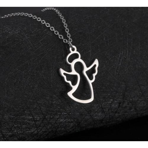 Teamer Stainless Steel Necklace for Women Choker Dancing Fairy Angel Pendant Necklace Chain Cute Charms Minimalist Jewelry Girl