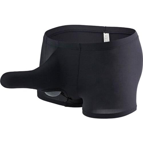 Mens Boxers Sexy Gay Underwear Ice Silk Panties Man Breathable JJ Bullet Separation Pouch Underpants Male Solid Boxers Cueca