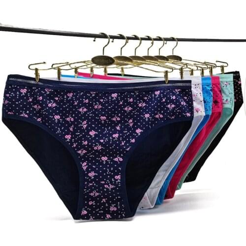 CSYWHS 4pcs/lot New Womens Cotton Print Briefs Big Size Sexi Panties Underwear Female Plus Size Panty Intimate 2xl 3xl 4xl