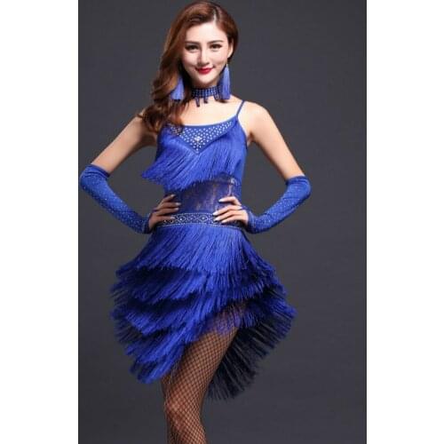 Adult Latin Dance Costume Female Hot Drill Tassel Dress Latin Dance Tango Dance Costume Competition Performance Clothing