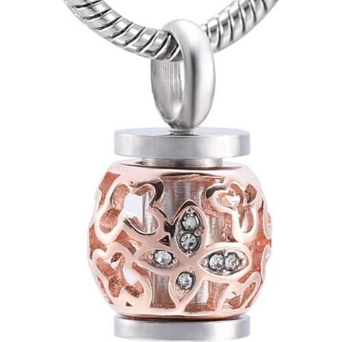 Butterfly Hollow With Crystal Cylinder Urn Ash Keepsake Urn Pendant Necklace Stainless Steel Pendant Necklace Ash Locket Women