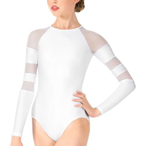 MiDee Classical Dance Costume Girl Women Splicing Half High Neck Modern Lyrical Gymnastics Leotard Dance Wear Stage Professional