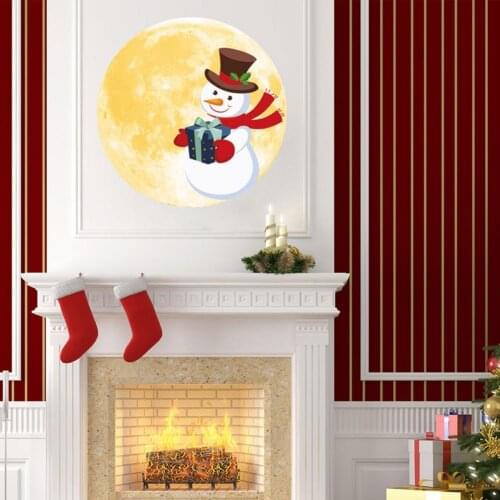 1 Pcs Fluorescent Wall Sticker Christmas Snowman Pine Tree Removable Luminous Xmas Window Decals for Home Room Decor