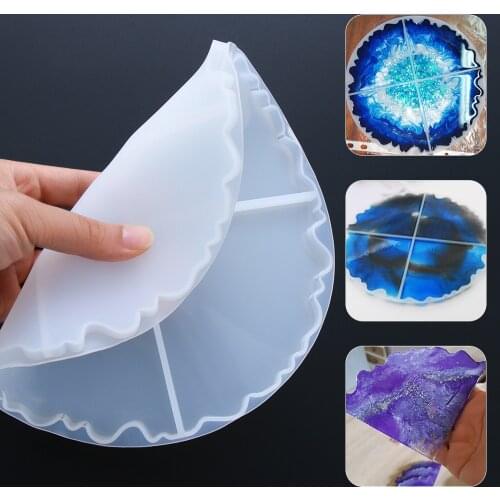 1 Pc Irregular Wave Round Coaster Silicone Resin Mold Epoxy Resin Craft Tool Decorative Crafts Coasters Tray Base Mold Making