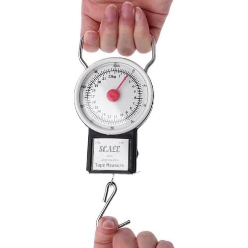 22kg/50lb Portable Hanging Scale Balance Fish Hook Weighing Balance Kitchen With Measuring Tape Measure Fishing Scales