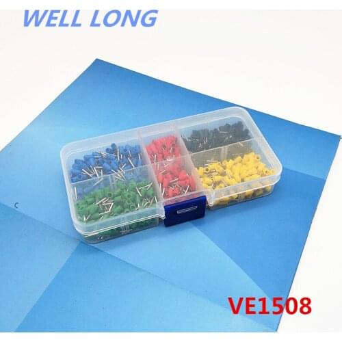 500pcs/lot Bootlace cooper Ferrules kit set Wire Copper Crimp Connector Insulated Cord Pin End Terminal VE1508