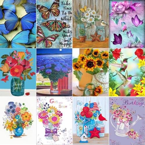 5D Diamond Painting Animal Butterfly Full Diamond Mosaic Cross Stitch Embroidery Set Vase Christmas Gift Houseware