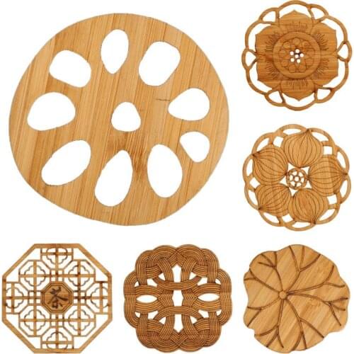 6Pcs Bamboo Cup Mat Exquisite Eco-friendly Creative Lotus Root Cup Pad for Home