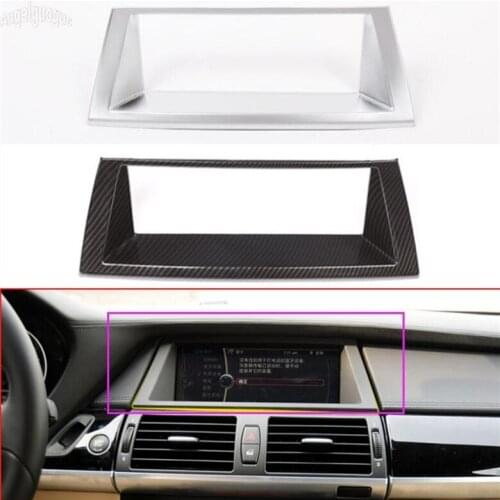 ABS Chrome or Carbon Fiber Style For BMW X5 E70 2008-13 Accessories Car GPS DVR Screen Frame Cover Automagnitol Trim Sticker
