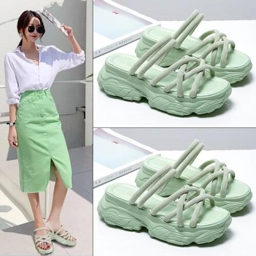 Koovan Womens Sandals Female 2021 Summer Sandals New Celebrity Thick Bottom Sponge Summer Fashion Leisure Shoes For Girls Ins