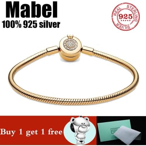Original logo authentic 100% 925 sterling silver pan charm chain bracelet for women fashion temperament jewelry snake bracelet