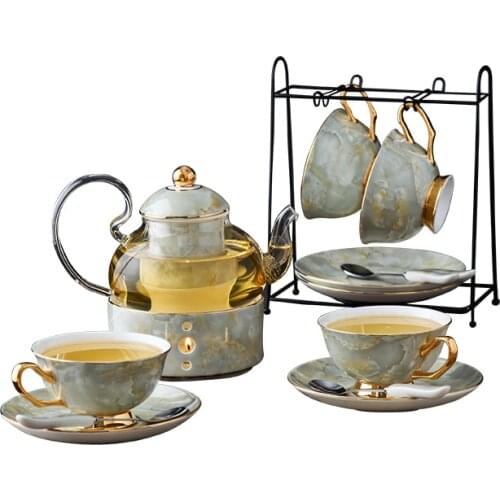 Flowering Tea Set Household Fruit Teapot Ceramic Set High Temperature Resistant Light Luxury British Style Afternoon Tea Teaware