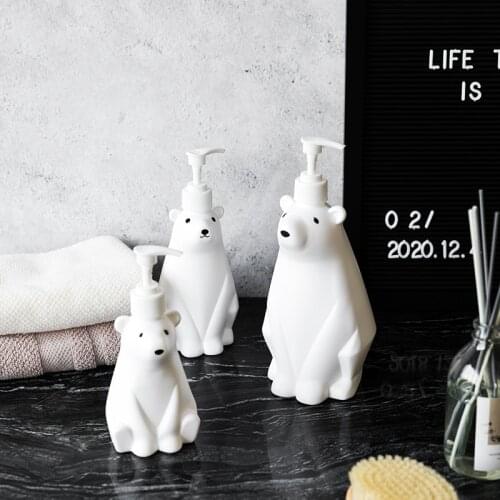 Hand Sanitizer Bottle Cute White Bear Liquid Soap Dispenser Bathroom Shampoo Shower Gel Kitchen Dishwashing Soap Bottle LD091