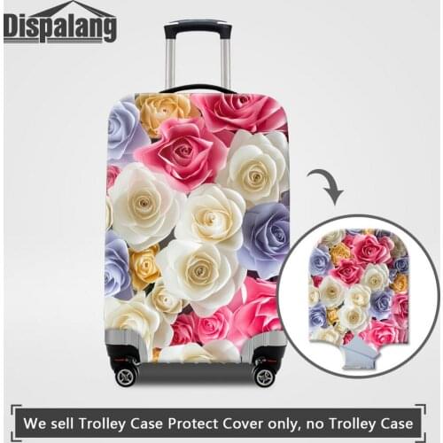 Dispalang Women Travel Luggage Protective Cover Rose Printing Case For Suitcase Custom Flower Designer Elastic Luggage Bag Cover