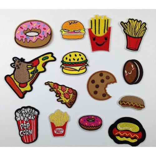 Hamburger French Fries Embroidery Iron-On Patches For Clothes Garment Applique DIY Accessory
