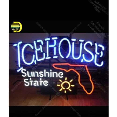 Icehouse Sunshin State Neon Sign Display GLASS Tube Affiche Decor Shop Window Neon Signs For Bar Pet Shop Sign Lighted Signs
