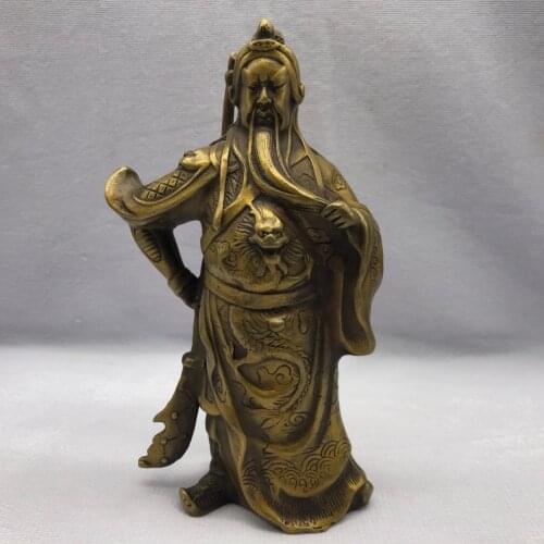 Chinese Collect Brass Sculpture Master Of Martial ArtsGuan YuPattern Metal Crafts Home Decoration#0