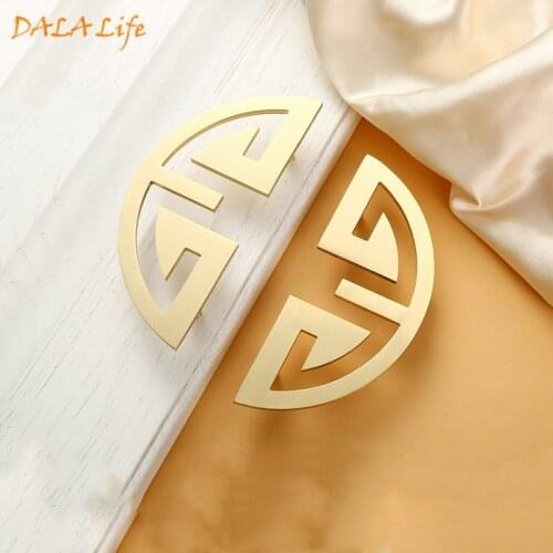 Classic Semicircle Round Solid Brass Cabinet Knobs and Handles Drawer Furnitures Cupboard Wardrobe Knobs Book Cabinet Door Pull