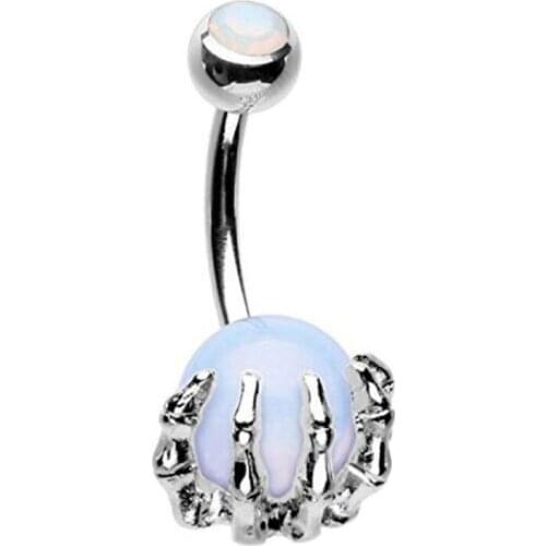 Y166 Stainless Steel Navel Rings Belly Piercing Button Ring Skull Hand with Ball Women Men Body Jewelry Gifts