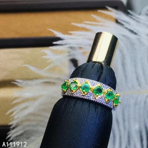 KJJEAXCMY fine jewelry natural Emerald 925 sterling silver new adjustable gemstone women ring support test popular luxury