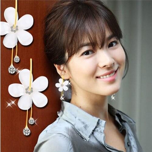 Korean Statement Acrylic Earrings Crystal Transparent Flowers Tassel Earrings For Women 2020 Fashion Jewelry Oorbellen Brincos