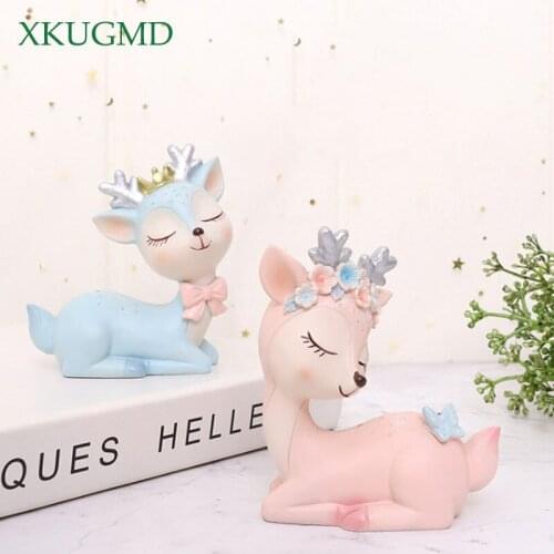 Creative Resin Cartoon Sika Deer Art Decoration Accessories Cute Gift Living Room Home Decorat Ornaments