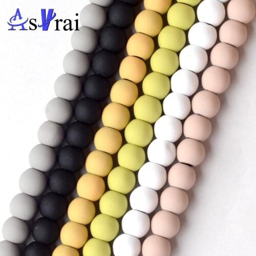 Natural Stone Matte 6Colors Hematite Stone Rubber Round Beads For Jewelry Making 4-10mm Spacer Loose Beads Diy Bracelets 15"