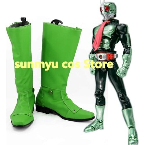 Masked Rider Kamen Rider the first 2 go Green Boots Shoes Cosplay Custom Size Halloween
