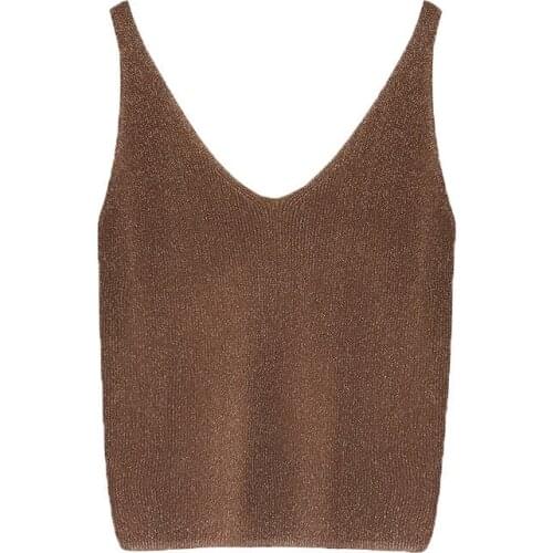 New Sexy V Neck Knit Tank Top Women Spring Summer Camisole Korean Style Elastic Solid Color Cami Vest Female Office Ladies 2019