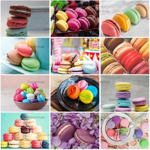 5D Diy Diamond Painting Cake Macaron Diamond Embroidery Kit Acrylic Paint Embroidery Wall Art Hand-Painted Home Decoration Gift