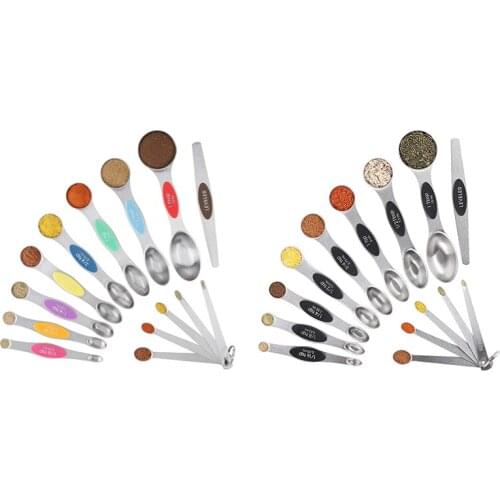 Measuring Spoons Set,Double Sided Magnetic Measuring Spoon,1 Leveler,5Mini Measuring Spoons,for Dry,Liquid Ingredients