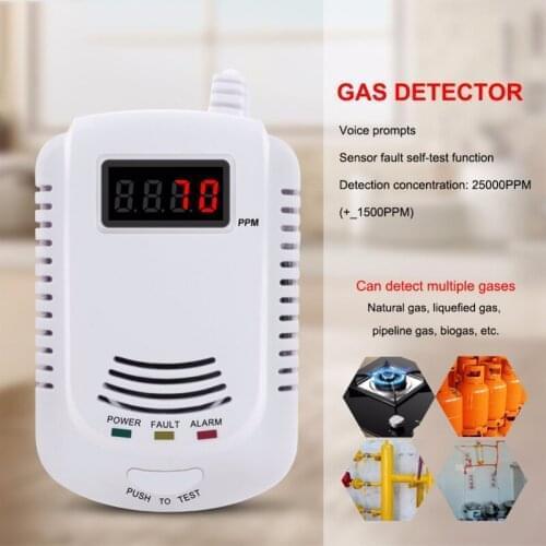 Independent Plug in Combustible Natural Gas Detector LCD Display Gas Leak Alarm with Voice Warning Alarm Sensor
