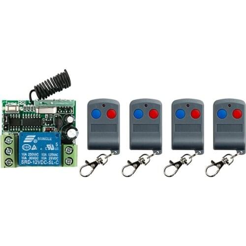 Latest DC12V 10A 1CH RF Remote Control Switch System 4X Transmitter+1 X Receiver 1ch relay smart home z-wave window/Garage Doors
