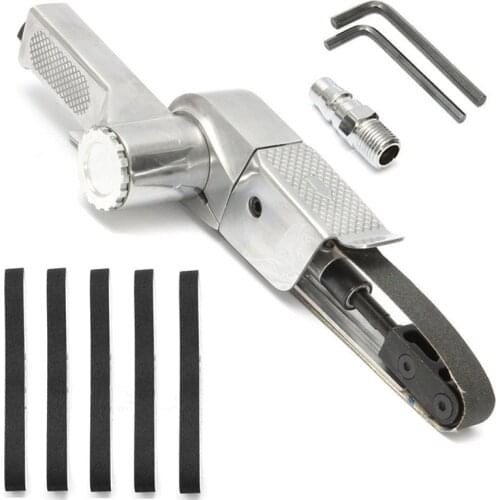 Pneumatic belt machine 20mm Air Belt Sander Sharpener Sanding Polishing Grinding Machine (520mm x 20mm) w/ 5 Belts