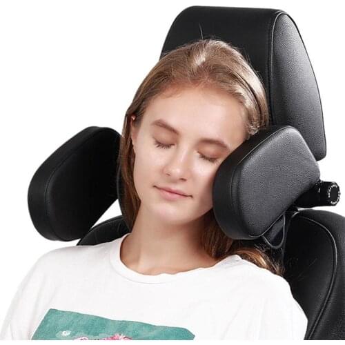 Neck Pillows Memory Foam Car Neck Pillow/ Leather Auto Cervical Round Roll Office Chair Car Seat Neck Pillow Support Adjustable