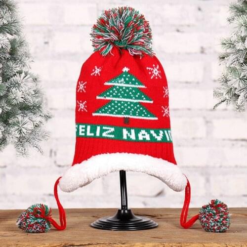 Christmas Hat Sweater Knitted Beanie Christmas Knitted Hat Christmas Gift for Kids Xmas 2021 New Year Decorations