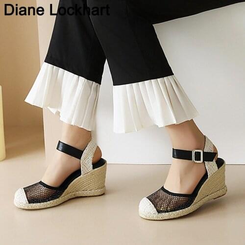 Womens Espadrilles Linen Sandals Comfortable Ladies Vacation Casual Shoes Breathable Flax Hemp Wedges Women Slingback Pumps 32