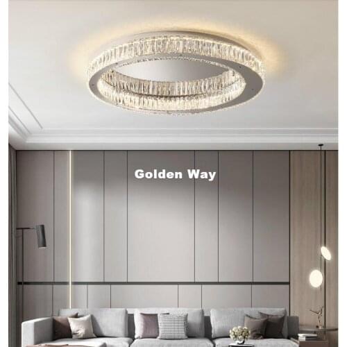 Modern Crystal Ceiling Lamp D50cm H11cm Ceiling Lamp 220V Stainless Steel Ceiling Lamp For Living Room Bedroom Restaurant Lamps