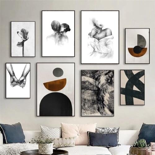 Modern abstract poster Nordic canvas painting figure painting simple black and white wall art printing home decoration painting