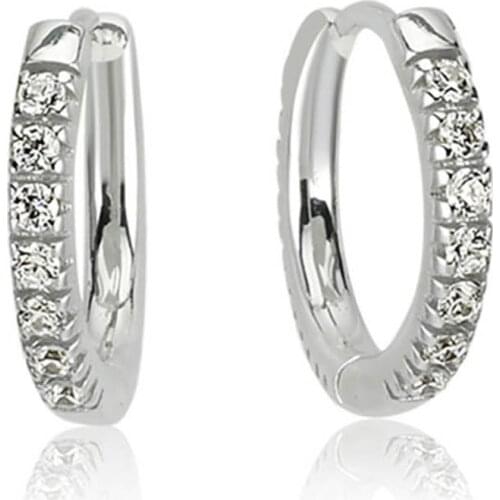 Valori Jewels Smal Hoop, Zirconia White Gemstone, Rhodium Plated, Sterling Silver Earrings