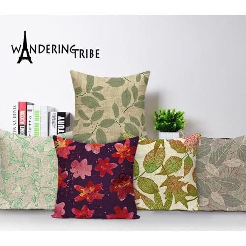 Vintage Decorative Cushion Covers Nordic Home Decor Throw Pillow Covers Plant Flowers LivingRoom Cushions Linen Pillowcase 45*45