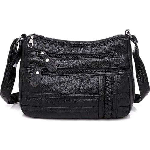 Ladies Multi-pocket Messenger Bag High Quality Soft PU Leather Shoulder Bags Casual Crossbody Bags for Women 2020