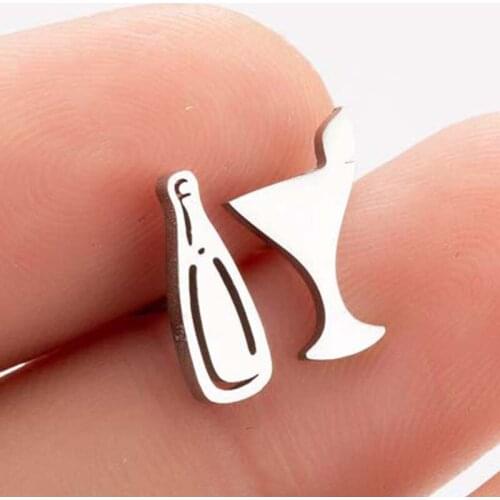 1 Pair Stainless Steel Creative Cute Mini Bottle Earrings Minimalism Cup Female Ear Studs Daily Outside Jewelry Birthday Gift