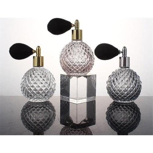 1 Pcs 100ML Portable Vintage Crystal Glass Perfume Bottle With Atomizer Empty Cosmetic Mini Refillable Spray Bottles