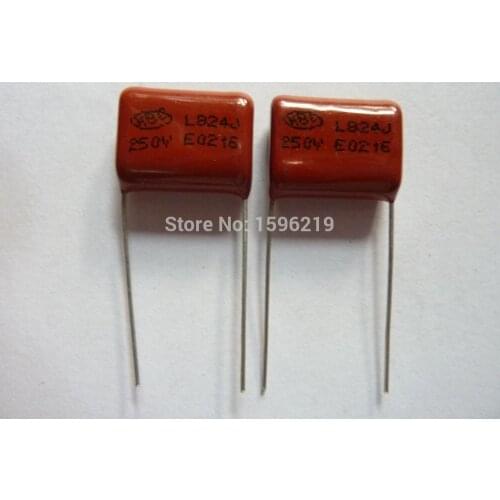 100pcs CBB 824 250V 824J 0.82uF 820nF P15 Metallized Polypropylene Film Capacitor
