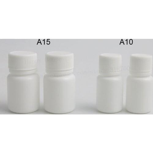 100 x 10ML 15ML Empty HDPE Portable Solid Powder White Screw Medicine Bottles Vials Capsule Pill Tablet Holder Storage Container