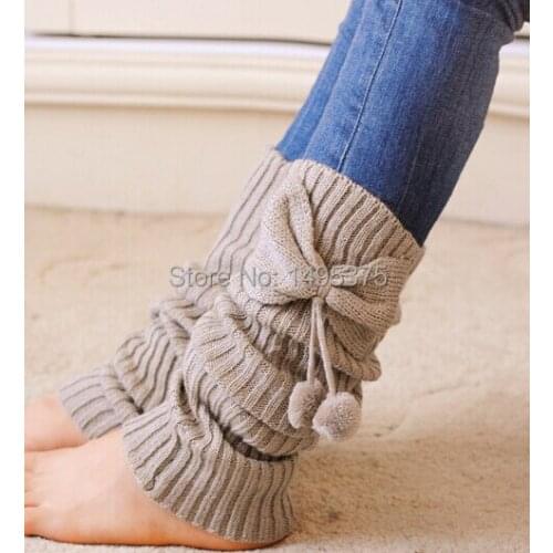 120pairs/lot women bowknot style Trim Crochet Knit Legwarmers Leg Warmers Boot Knee Socks