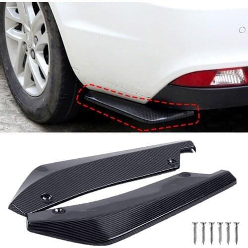 2pcs Universal Gloss Black Car Rear Bumper Spoiler Canards Anti-crash Diffuser Lip Wrap Angle Splitter Protector Auto Side Fins