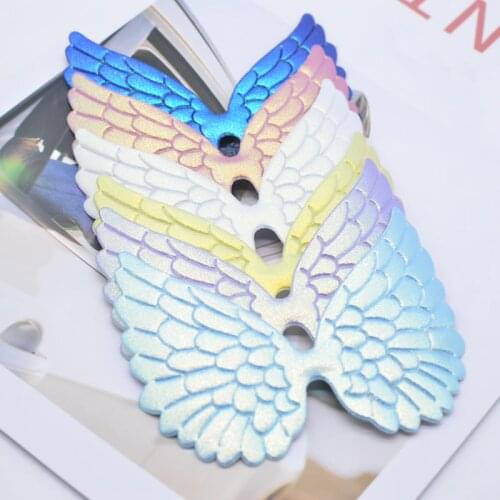 6Pcs 108*80mm Angel Wing Applique Single Sided Glitter Leather Fairy Wing Patches DIY Clothes Headwear Bowknot Bow Tie Decor N09