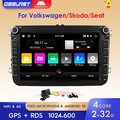 2 Din Android 10 Car radio GPS Multimedia For Volkswagen Skoda Octavia golf 5 6 touran passat B6 polo tiguan jetta yeti
